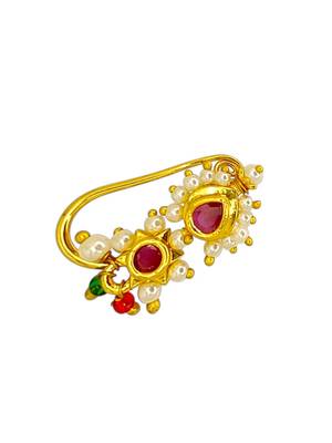 Gold plated traditional maharashtrian clip on nosepin nath 4