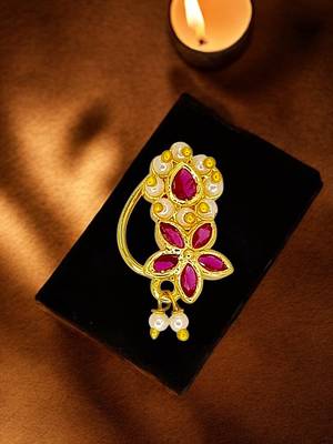Gold plated pakali chakari clip on nose pin 1