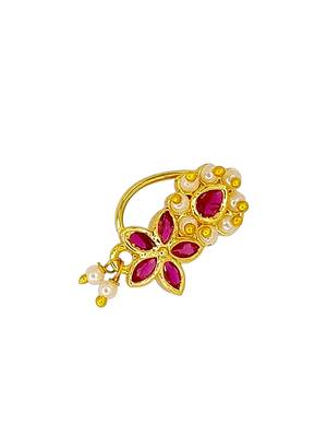 Gold plated pakali chakari clip on nose pin 4