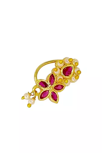Gold plated pakali chakari clip on nose pin