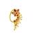 Gold plated red stone floral clip on nose pin