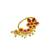 Gold plated red stone floral clip on nose pin
