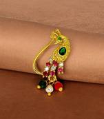 Gold plated peacock design long nose pin