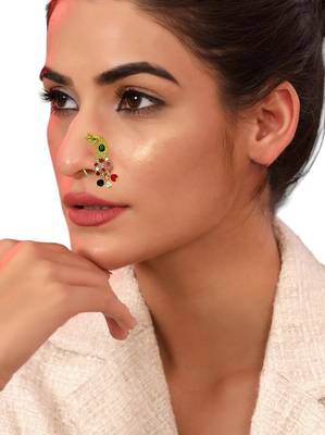 Gold plated peacock design long nose pin 5