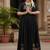 Black soft vichitra original brush print with handwork gown