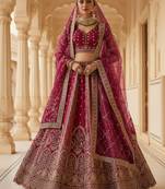 pink embroidered silk bridal lehenga set choli with dupatta with double dupatta