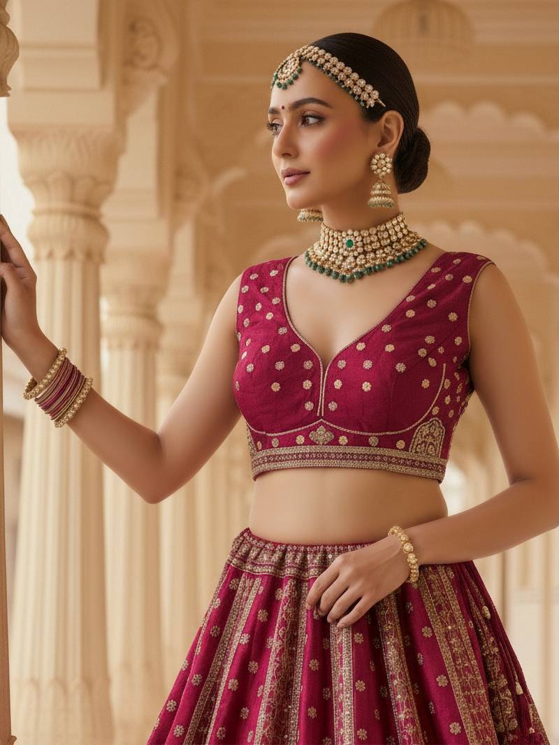 pink embroidered silk bridal lehenga set choli with dupatta with double dupatta