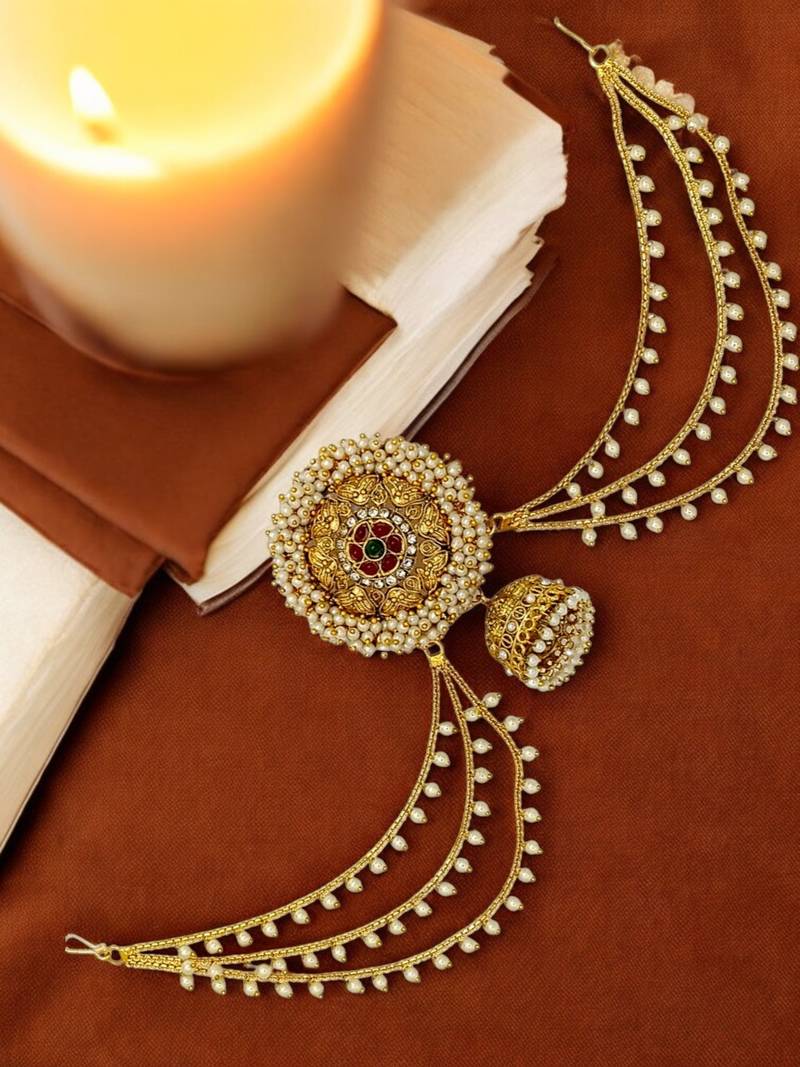 Gold plated south indian bun pin head jewellery