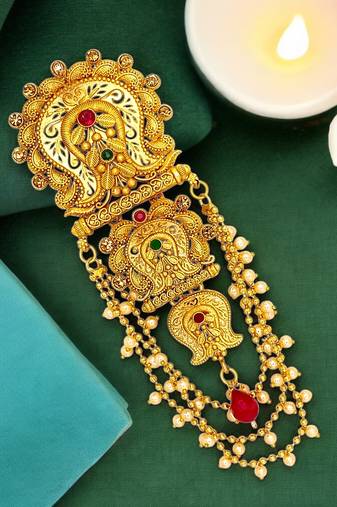 Gold plated rajwadi style bun pin head jewellery