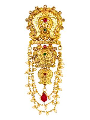 Gold plated rajwadi style bun pin head jewellery 2