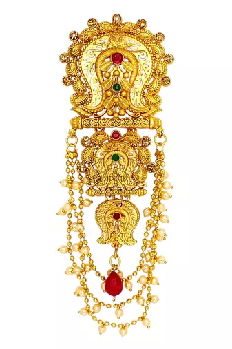 Gold plated rajwadi style bun pin head jewellery