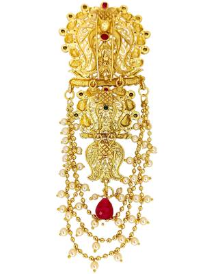 Gold plated rajwadi style bun pin head jewellery 3