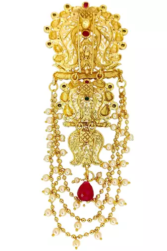 Gold plated rajwadi style bun pin head jewellery