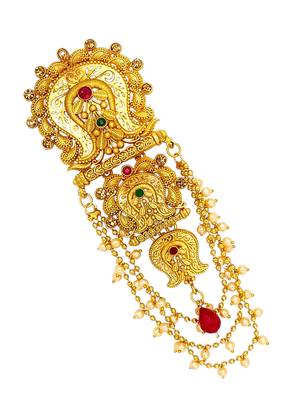 Gold plated rajwadi style bun pin head jewellery 4