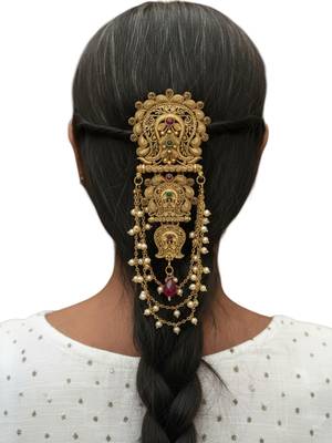 Gold plated rajwadi style bun pin head jewellery 5