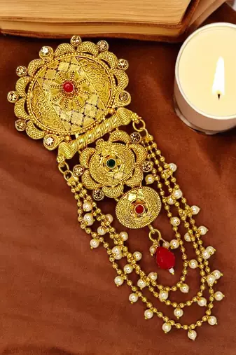 Gold plated traditional layered bun pin head jewellery