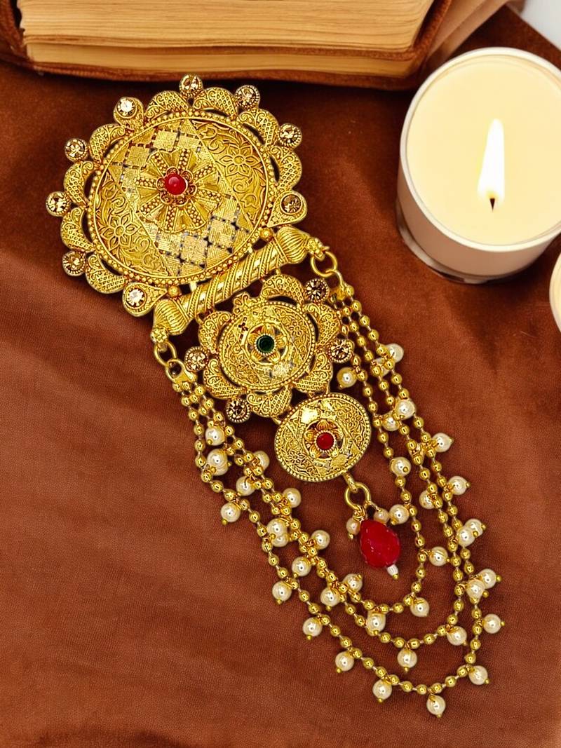 Gold plated traditional layered bun pin head jewellery