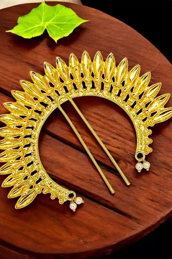 Gold plated spokes design bun pin head jewellery