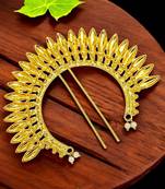 Gold plated spokes design bun pin head jewellery