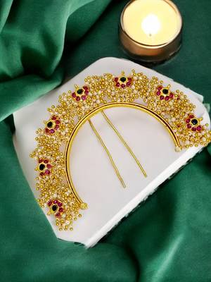 Gold plated jaipuri style bun pin head jewellery 1