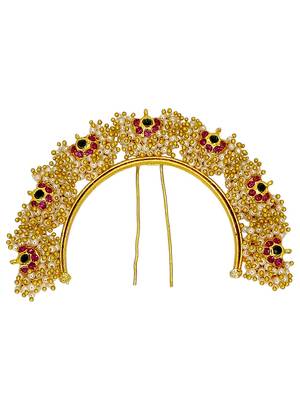 Gold plated jaipuri style bun pin head jewellery 2