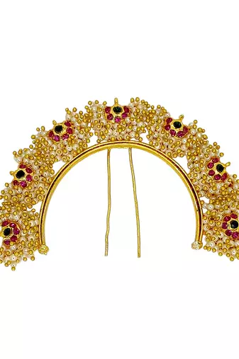 Gold plated jaipuri style bun pin head jewellery