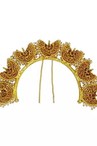 Gold plated jaipuri style bun pin head jewellery