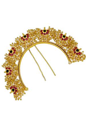 Gold plated jaipuri style bun pin head jewellery 4