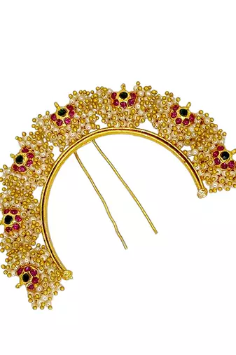 Gold plated jaipuri style bun pin head jewellery