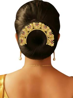 Gold plated jaipuri style bun pin head jewellery 5