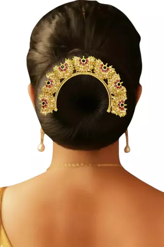 Gold plated jaipuri style bun pin head jewellery