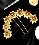 Gold plated lotus motif bun pin head jewellery