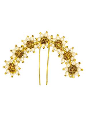 Gold plated lotus motif bun pin head jewellery 3