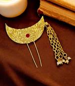Gold plated chandrakor bun pin head jewellery