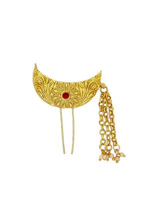 Gold plated chandrakor bun pin head jewellery 2