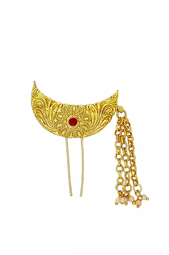 Gold plated chandrakor bun pin head jewellery