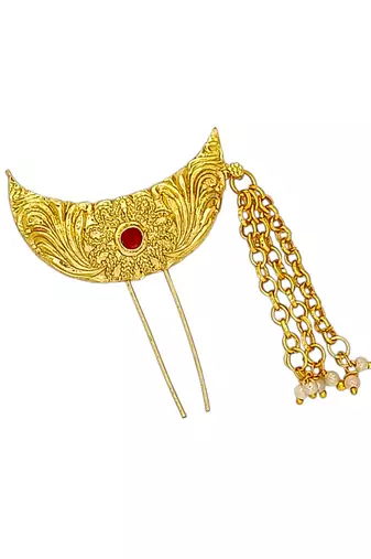 Gold plated chandrakor bun pin head jewellery