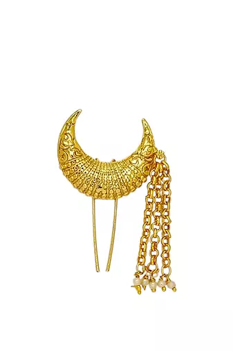 Gold plated chandrakor bun pin head jewellery