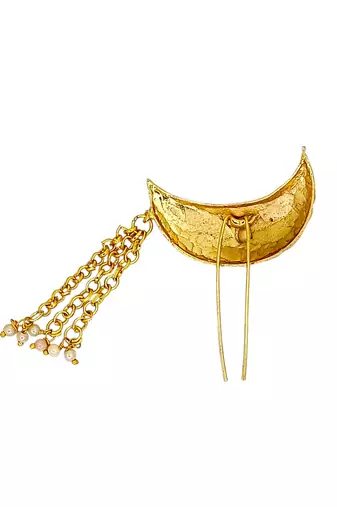 Gold plated chandrakor bun pin head jewellery
