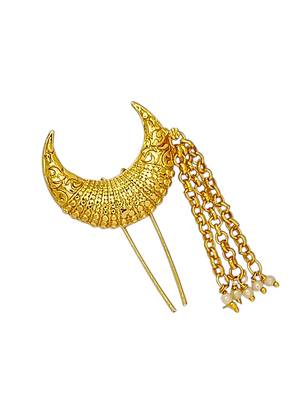 Gold plated chandrakor bun pin head jewellery 4