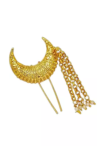 Gold plated chandrakor bun pin head jewellery
