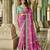 pink royal pink saree | golden motif detailing with turquoise contrast blouse