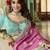 pink royal pink saree | golden motif detailing with turquoise contrast blouse