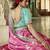 pink royal pink saree | golden motif detailing with turquoise contrast blouse