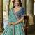 blue royal teal blue viscose saree with navy blue embroidered blouse