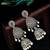Silver oxidised drop jhumka earrings