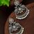Silver oxidised mauve stone chandbali earrings