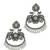 Silver oxidised mauve stone chandbali earrings