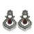 Silver oxidised red stone chandbali earrings