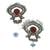 Silver oxidised red stone chandbali earrings